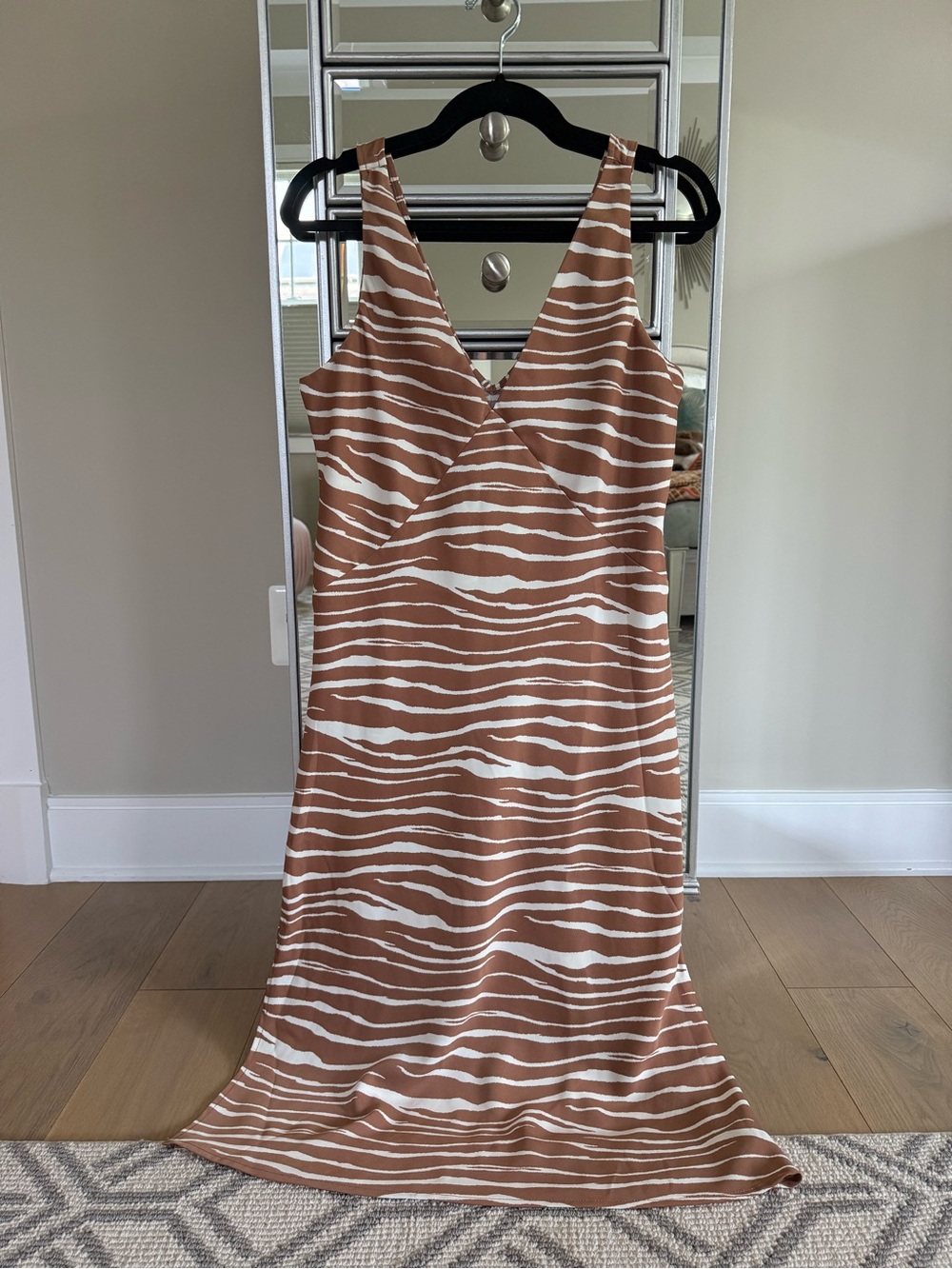 a new day Brown & White Zebra Stripe Midi Dress